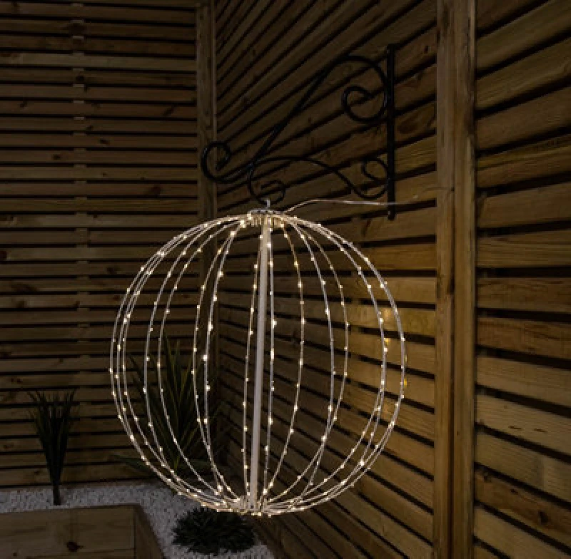 Image of 50cm White Metal Folding Christmas Ball with 256 Warm White LEDs