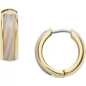 Image of Ladies Fossil Plated Stainless Steel Classics Classic Hoops