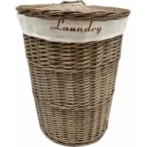 Image of Wicker Round Laundry Basket With Lining [Oak Brown Laundry basket (Small)(42.5x30cm)]