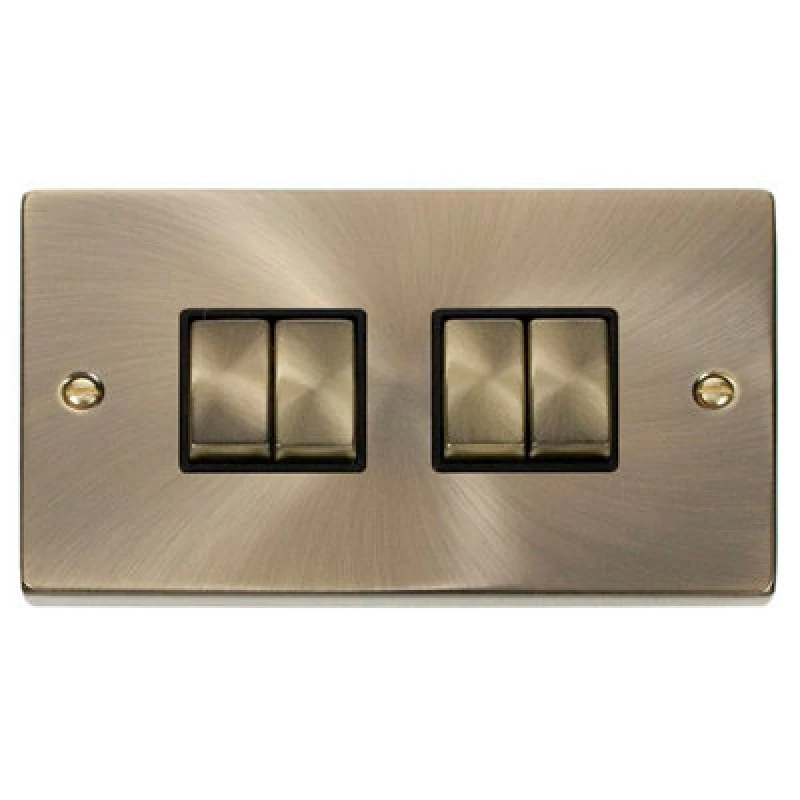 Image of SE Home Antique Brass 10A 4 Gang 2 Way Ingot Light Switch Gold unisex