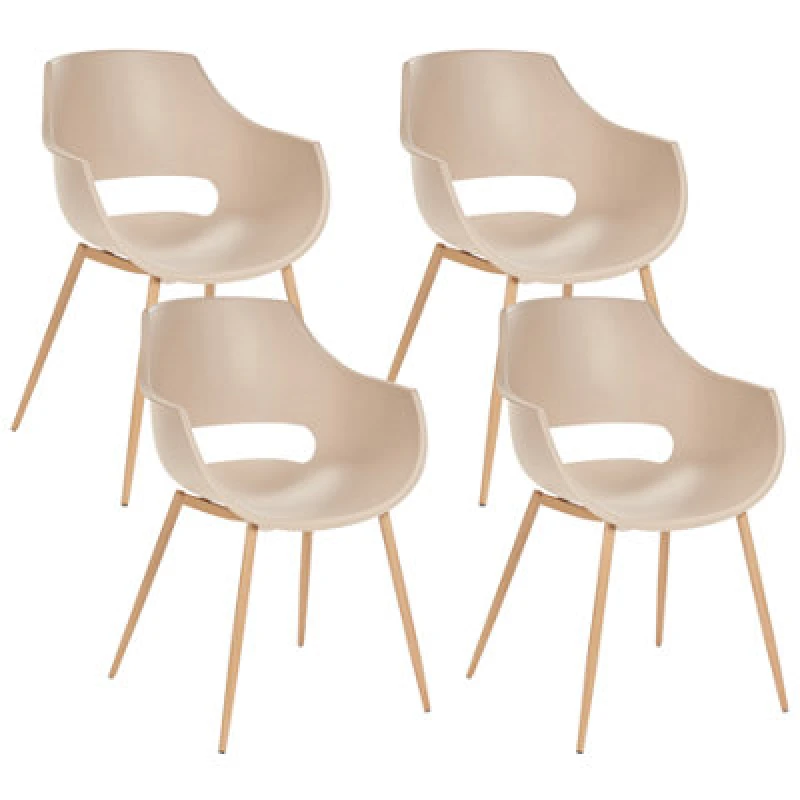 Image of Beliani Set Of 4 Dining Chairs Millers Beige