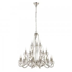 Image of 21 Light Chandelier Polished Nickel Plate Finish, E14