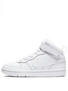 Image of Nike Court Borough Mid 2 Childrens Trainer, White, Size 2