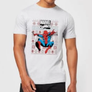 Image of Marvel Avengers Classic Spider-Man Mens Christmas T-Shirt - Grey - L