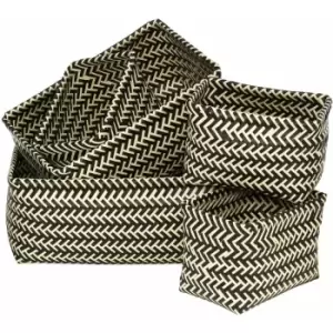 Image of Premier Housewares Black/White Woven Storage Baskets