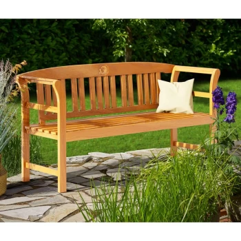 Image of Garden Bench Rose FSC -Certified Eucalyptus Wood 2 Seater Wooden Garden Furniture Armrests - Deuba
