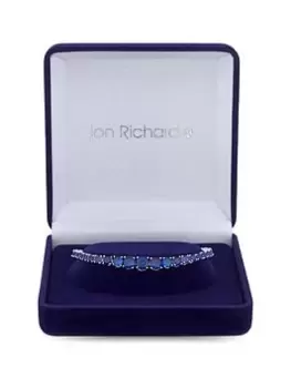 Image of Jon Richard Rhodium Plated Cubic Zirconia Sapphire Tennis Bracelet - Gift Boxed, Silver, Women