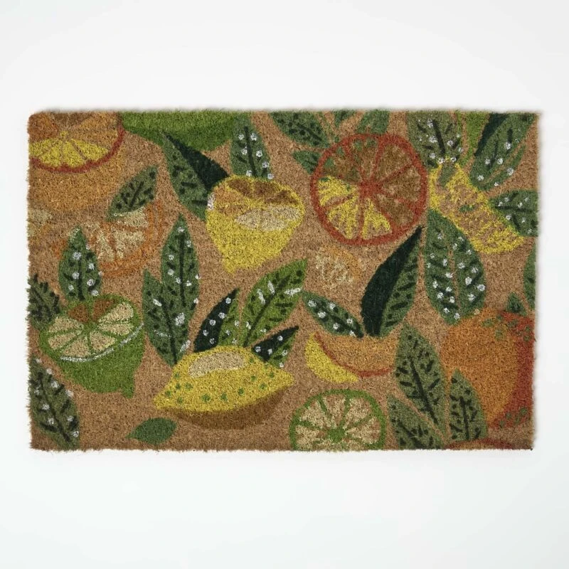 Image of Homescapes Citrus Non-Slip Coir Doormat