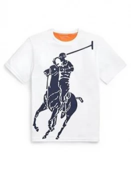 Image of Ralph Lauren Boys Short Sleeve Pony Graphic Performance T-Shirt, White, Size 8 Years, S