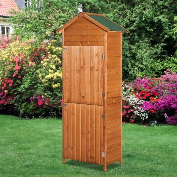Image of Outsunny Wooden Shed Timber Garden Storage Shed Outdoor Sheds - 190cm x 79cm x 49cm