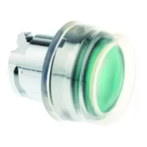 Image of ZB4BW533, PB Head Illuminated/Clear Boot Flush Green LED