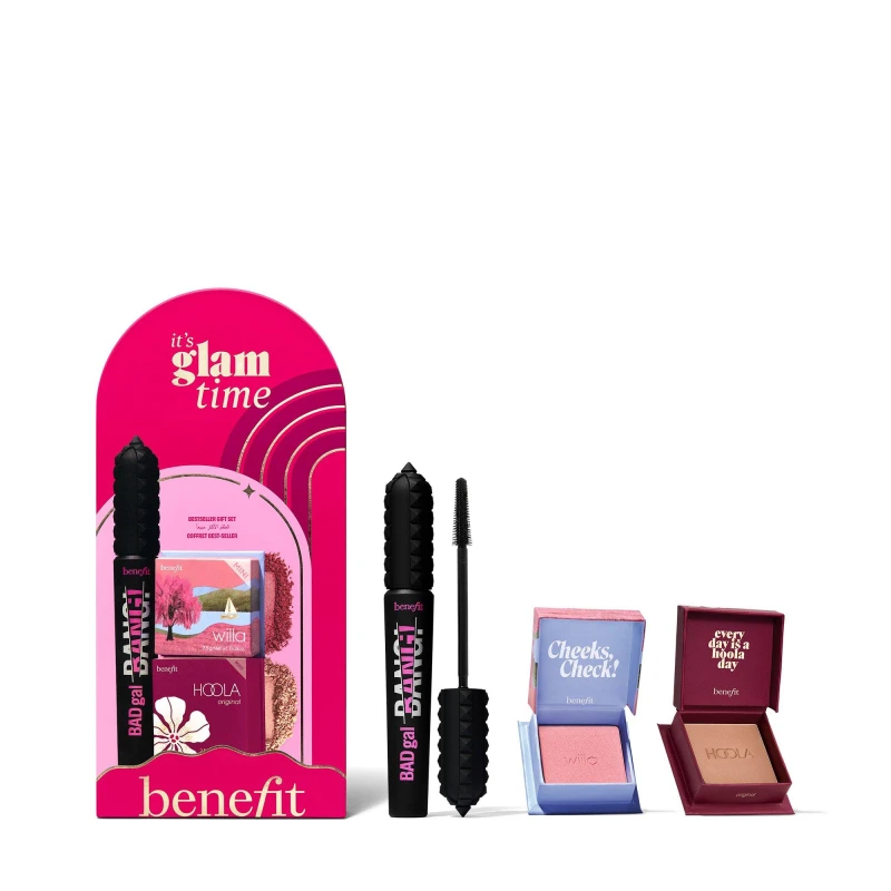 Image of Benefit Its Glam Time Full Size Mascara and Mini Blush and Bronzer Gift Set Worth 60.50 Multi female One Size