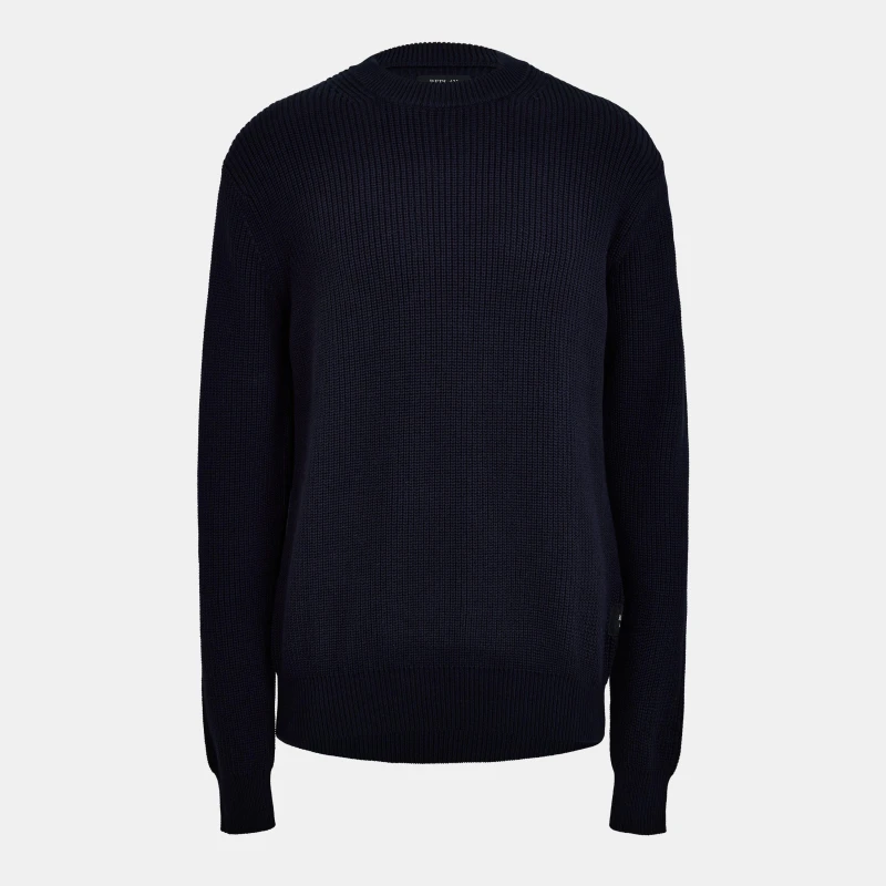 Image of Replay Mens Fisherman Cotton Crew Neck Jumper Navy male M
