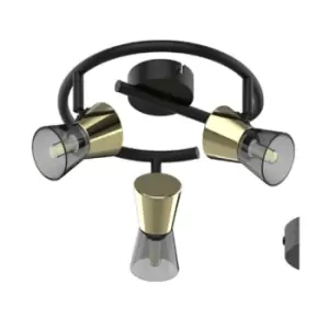 Image of Cento Spiral Ceiling Spotlight Clusters, Matt Black, Gold, 3x G9