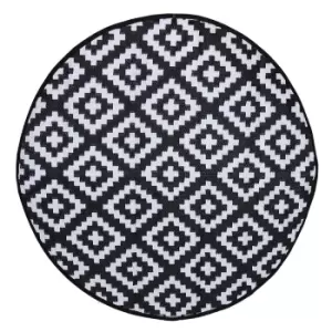 Image of Charles Bentley Plastic Indoor/Outdoor Rug Medium Round - Black