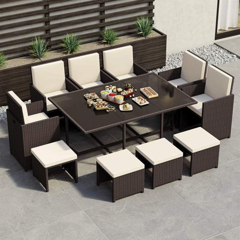 Image of Lassic Garden Vida Cuba 10 Seater Rattan Set + Cover Brown unisex One Size