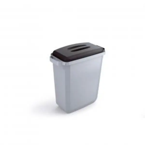 Image of DURABIN Plastic Waste Bin 60 Litre Grey With Black Lid & Black A5 EXR28405DR