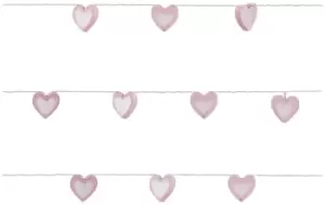 Image of Glow Kids Heart Wooden Love LED String Lights - Pink