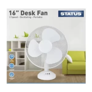 Image of Status 16" White Desk Fan