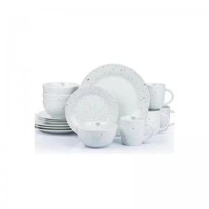 Image of Waterside 16 Piece Grey and Red Heart Dinner Set