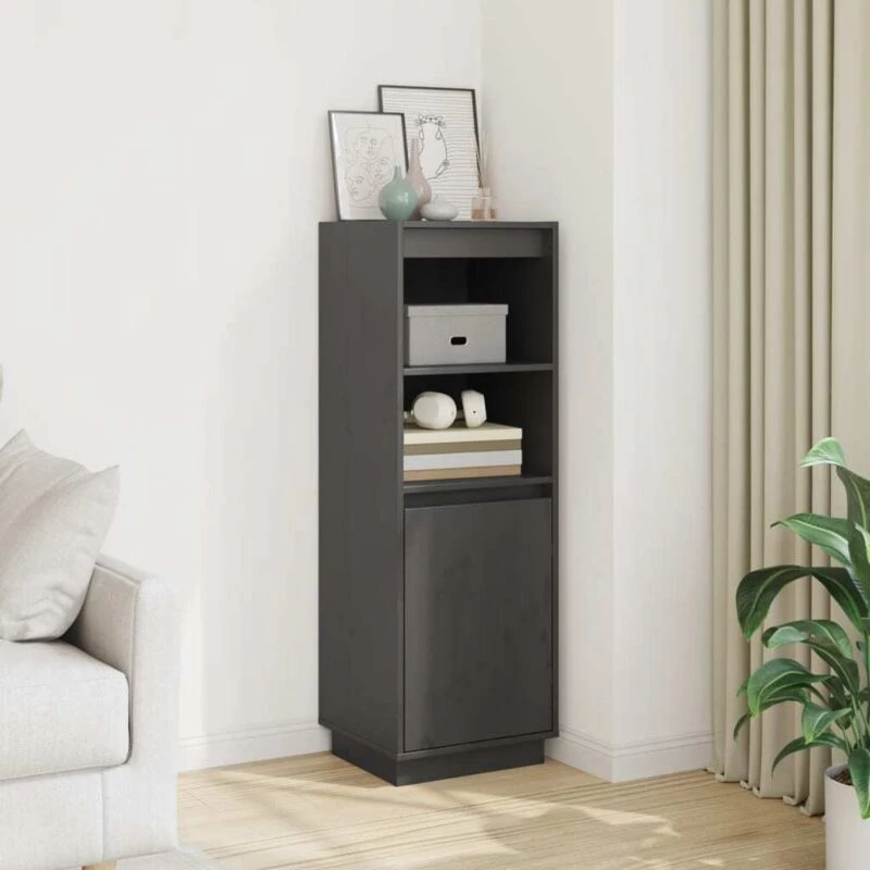 Image of VIDAXL Highboard Grey 37x34x110cm Solid Wood Pine Vidaxl 8720286841099