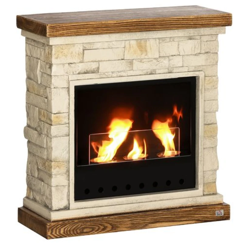 Image of HOMCOM Bioethanol Fire, Ethanol and Gel Fireplace, 3 Hours Burns, Brown, Brown 820-400V00BN