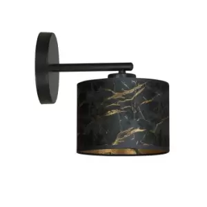 Image of Emibig Broddi Black Wall Lamp with Shade with Black Fabric Shades, 1x E27