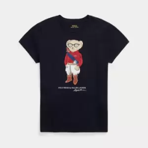 Image of Polo Ralph Lauren Embellished Bear Cotton-Jersey T-Shirt - S