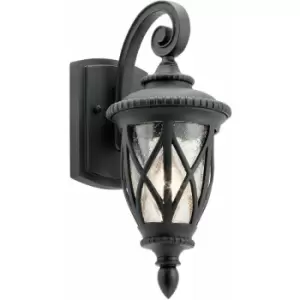 Image of Loops - Outdoor IP44 1 Bulb Wall Light Lantern Textured Black LED E27 40W d01592