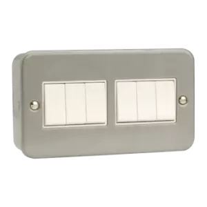 Image of Click Scolmore Essentials Metal Clad 6 Gang 2 Way 10A Plate Switch - CL105