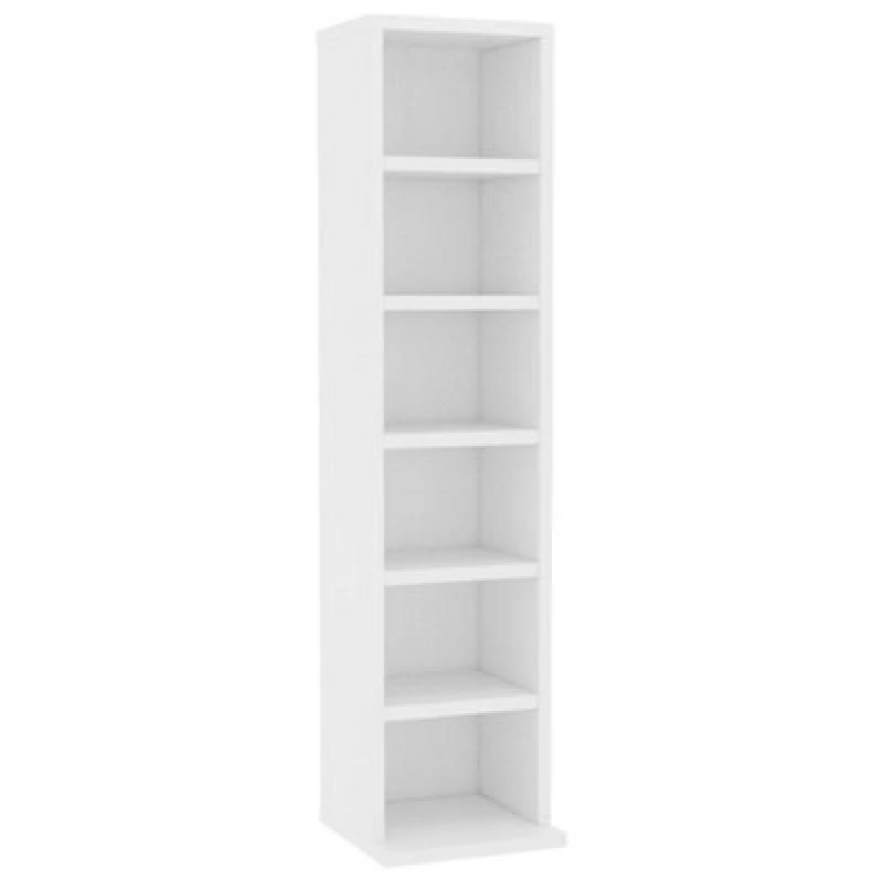 Image of vidaXL CD Cabinet White 21x20x88cm Engineered Wood Storage Organiser Shelf