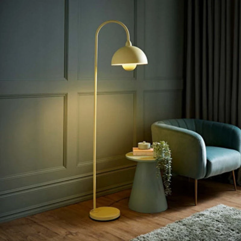 Image of ValueLights ValueLights Tilly Pastel Arched Dome Shade Metal Table Lamp in Yellow Yellow One Size Unisex 5016529271321