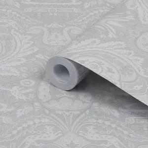 Image of Laura Ashley Heraldic Slate Grey Damask Smooth Wallpaper