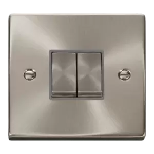 Image of Click Scolmore Deco Ingot 2 Gang 10AX 2 Way Plate Switch - VPSC412GY