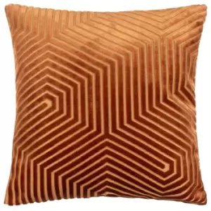 Image of Evoke Cut Velvet Cushion Brick, Brick / 45 x 45cm / Polyester Filled