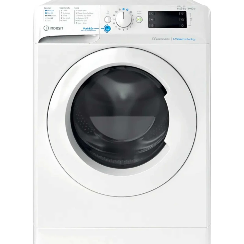 Image of Indesit 8kg Wash 6kg Dry 1400RPM Washer Dryer - White BDE86436WVUK White