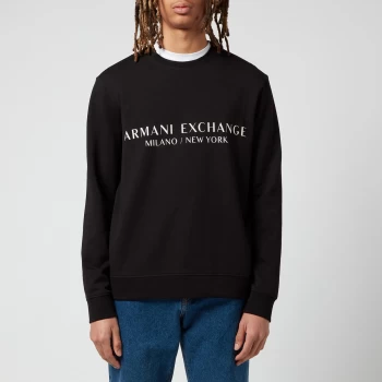Image of Armani Exchange Mens Logo Crewneck Sweatshirt - Black - M
