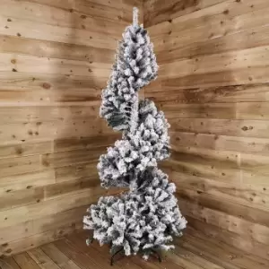 Image of 7ft (2.1m) Spiral Snow Flocked Christmas Tree