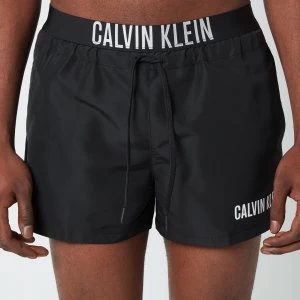 Image of Calvin Klein Mens Waistband Logo Drawstring Swim Shorts - PVH Black - M