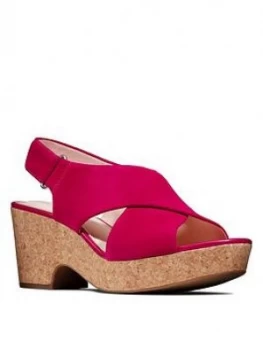 Image of Clarks Maritsa Lara Leather Wedge Sandal - Fuchsia