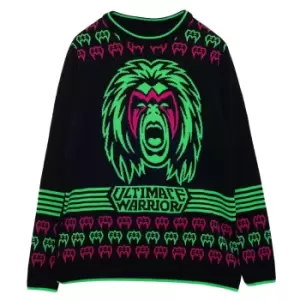 Image of WWE Mens Ultimate Warrior Knitted Jumper (S) (Black/Green/Pink)