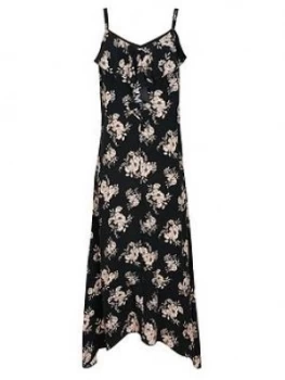 Image of Wallis Floral Maxi Dress - Black, Size 12, Women