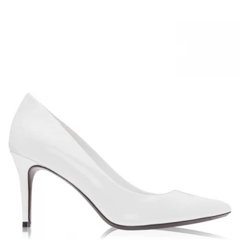 Image of Calvin Klein Gazel Pump Patent Leather Heels - White