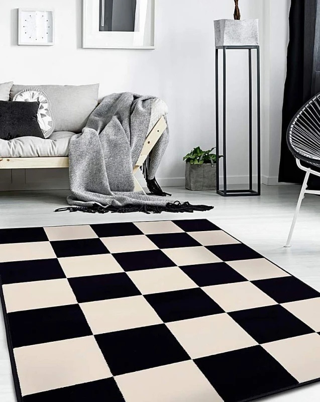 Image of Homemaker Maestro Chequerboard Rug Black - Homemaker - Size: 120X160 Black 120X160 WB73313