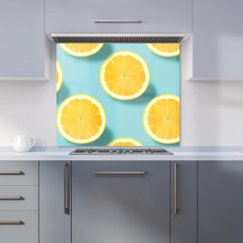 Image of Warren Reed Designer Fresh Lemons Premium Glass Kitchen Splashback W900mm X H650mm