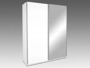 Image of Harmony Dallas White High Gloss 1 Mirror Sliding Door Large Double Wardrobe Flat Packed