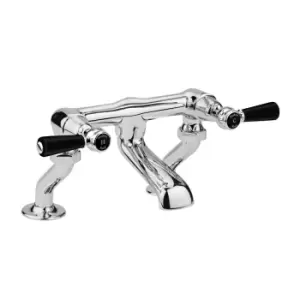 Image of Hudson Reed Black Topaz With Lever - Deck Mounted Bath Filler - Chrome