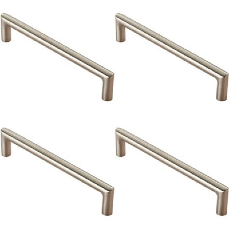 Image of Loops 4x Mitred Round Bar Pull Handle 138 x 10mm 128mm Fixing Centres Satin Steel Metallics unisex
