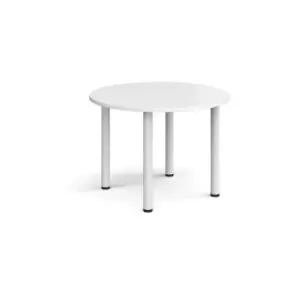 Image of Circular white radial leg meeting table 1000mm - white