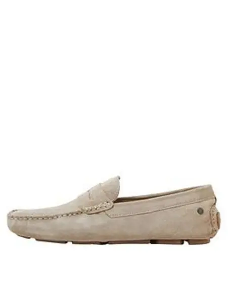 Image of Jack & Jones Suede Driving Loafers - Light Beige Light Beige VUU1B Male 7,8,9,10,11,12